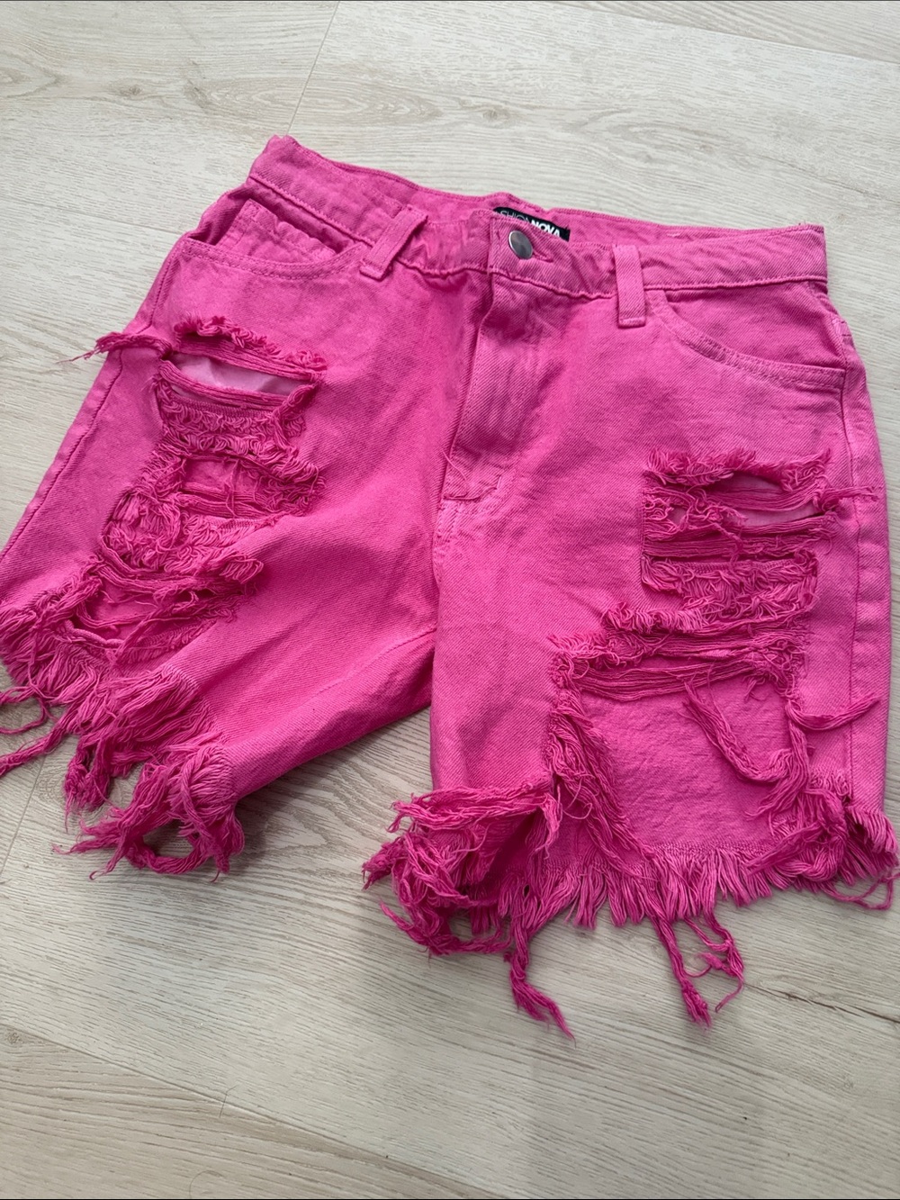 Hot Pink Distressed Women’s Bermuda Shorts